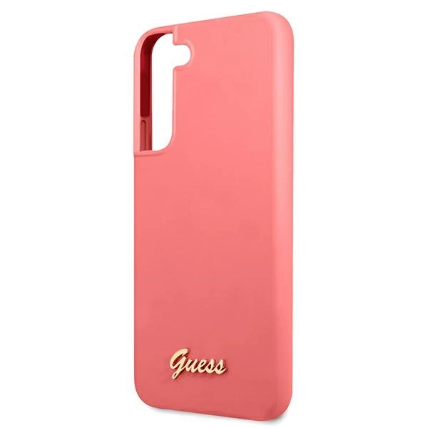 Etui Guess Silicone Script Metal Logo na Samsung Galaxy S22+ - fuksjowy