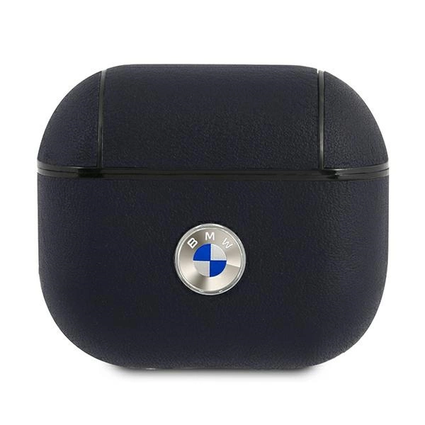 Etui BMW Genuine Leather Silver Logo na AirPods 3 - granatowe