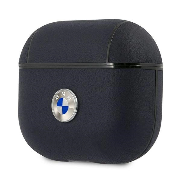 Etui BMW Genuine Leather Silver Logo na AirPods 3 - granatowe