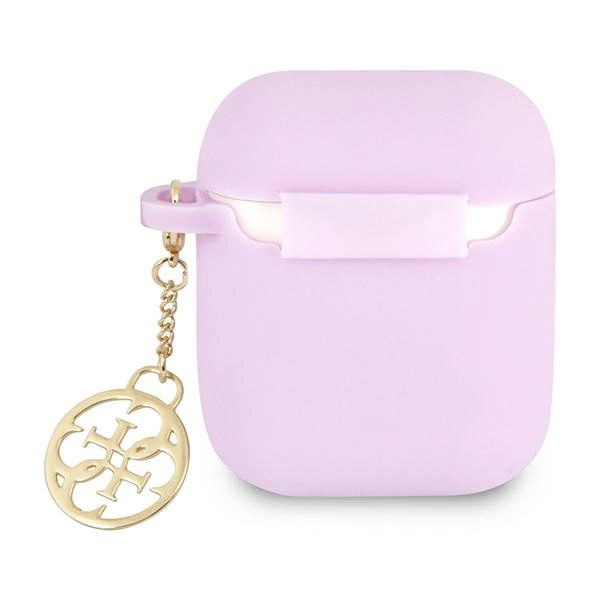 Etui Guess Silicone Charm 4G Collection na AirPods 1/2 - fioletowe
