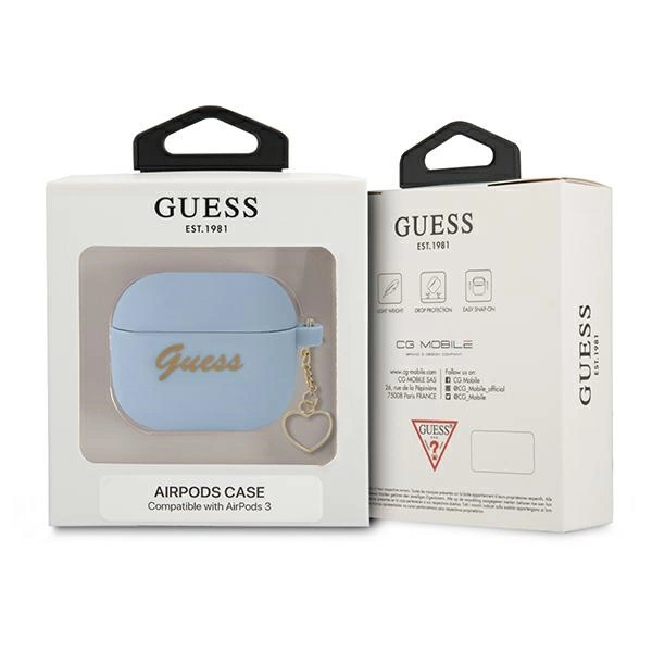 Etui Guess Silicone Charm Heart Collection na AirPods 3 - niebieskie