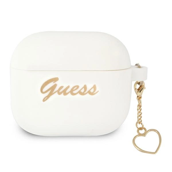 Etui Guess Silicone Charm Heart Collection na AirPods 3 - białe