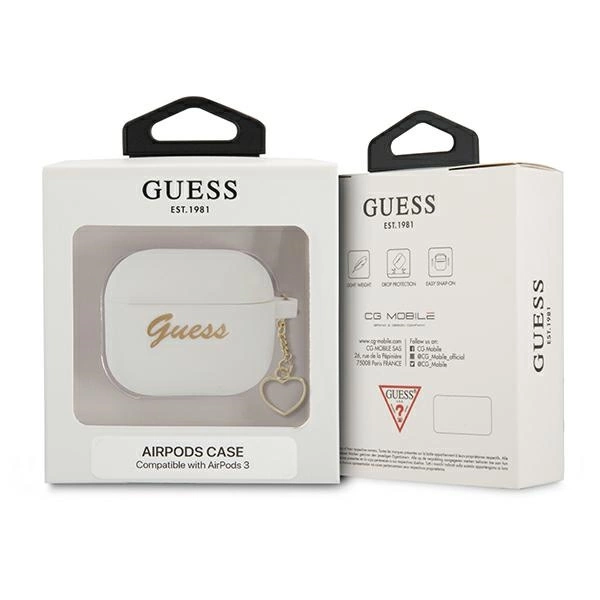 Etui Guess Silicone Charm Heart Collection na AirPods 3 - białe