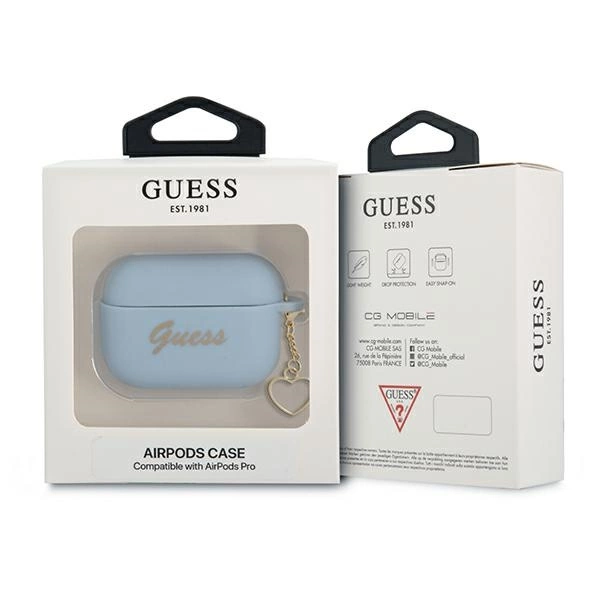 Etui Guess Silicone Charm Heart Collection na AirPods Pro - niebieskie