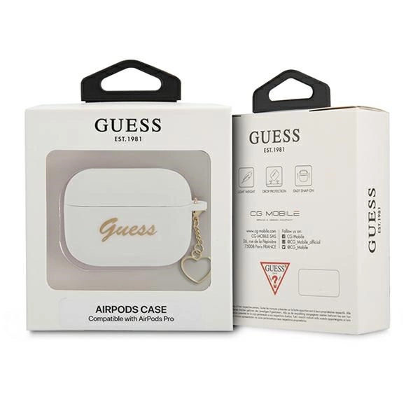 Etui Guess Silicone Charm Heart Collection na AirPods Pro - białe