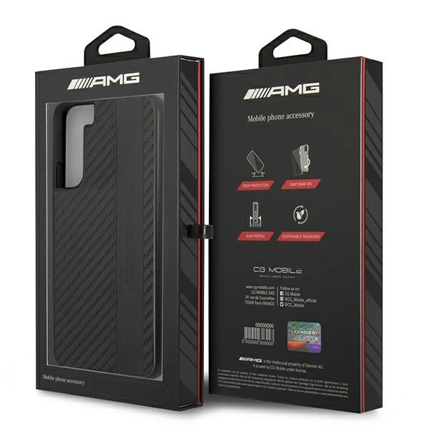 Etui AMG Carbon Stripe&Embossed na Samsung Galaxy S22+ - czarne