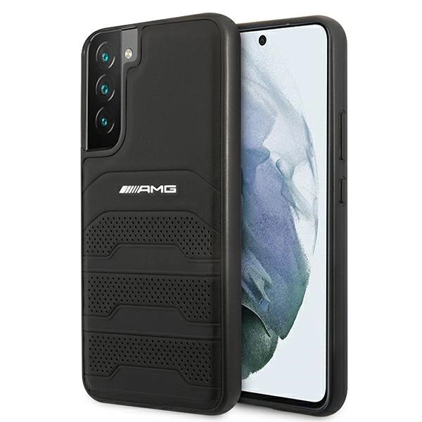 Etui AMG Leather Debossed Lines na Samsung Galaxy S22+ - czarne