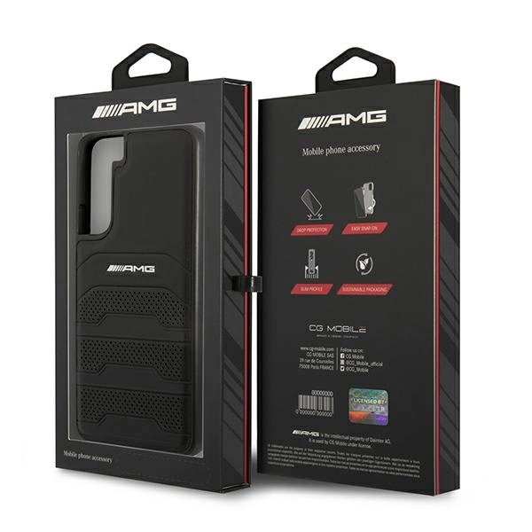 Etui AMG Leather Debossed Lines na Samsung Galaxy S22+ - czarne