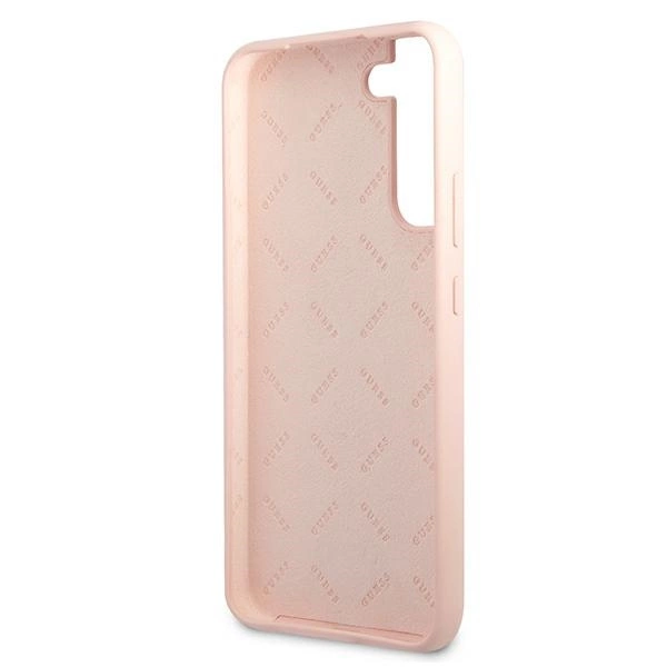 Etui Guess Silicone Script Metal Logo na Samsung Galaxy S22+ - różowe
