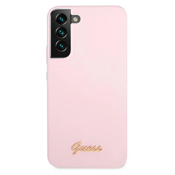 Etui Guess Silicone Script Metal Logo na Samsung Galaxy S22+ - lawendowe