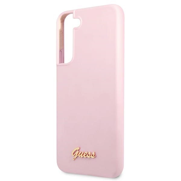 Etui Guess Silicone Script Metal Logo na Samsung Galaxy S22+ - lawendowe