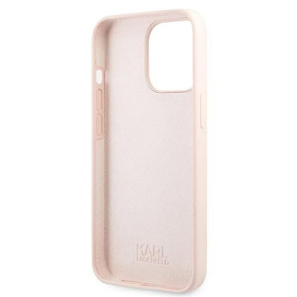 Etui Karl Lagerfeld Silicone Ikonik Karl&Choupette MagSafe na iPhone 13 Pro / iPhone 13 - jasnoróżowe