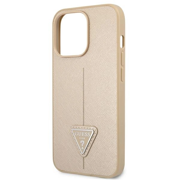 Etui Guess Saffiano Triangle Logo na iPhone 13 Pro / iPhone 13 - beżowe