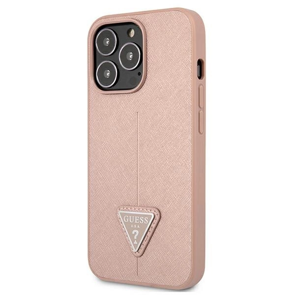 Etui Guess Saffiano Triangle Logo na iPhone 13 Pro / iPhone 13 - różowe