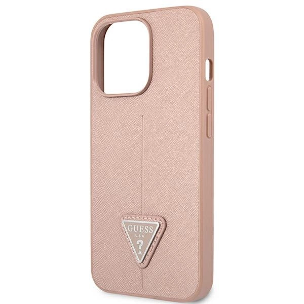 Etui Guess Saffiano Triangle Logo na iPhone 13 Pro / iPhone 13 - różowe