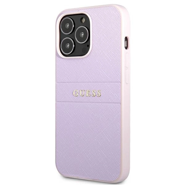 Etui Guess Saffiano Hot Stamp & Metal Logo na iPhone 13 Pro / iPhone 13 - fioletowe