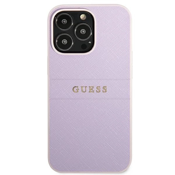 Etui Guess Saffiano Hot Stamp & Metal Logo na iPhone 13 Pro / iPhone 13 - fioletowe