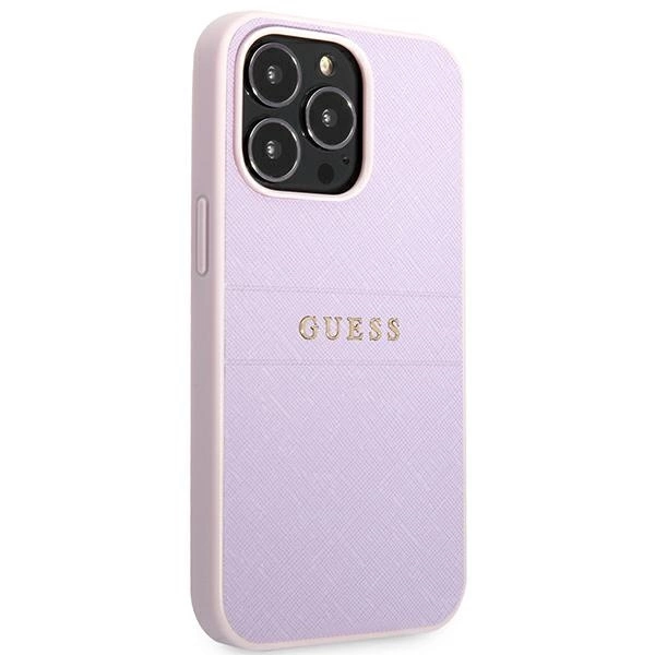 Etui Guess Saffiano Hot Stamp & Metal Logo na iPhone 13 Pro / iPhone 13 - fioletowe