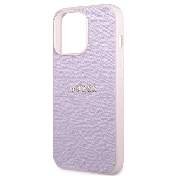 Etui Guess Saffiano Hot Stamp & Metal Logo na iPhone 13 Pro / iPhone 13 - fioletowe
