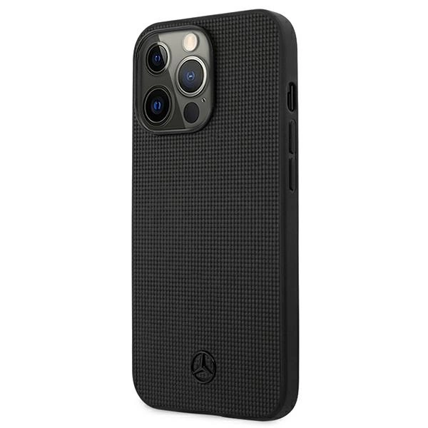 Etui Mercedes Leather Meshed Metal Logo na iPhone 13 Pro / iPhone 13 - czarne