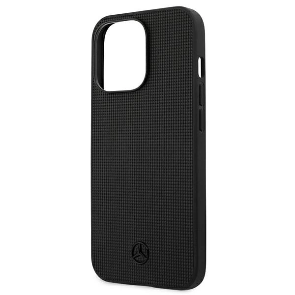 Etui Mercedes Leather Meshed Metal Logo na iPhone 13 Pro / iPhone 13 - czarne