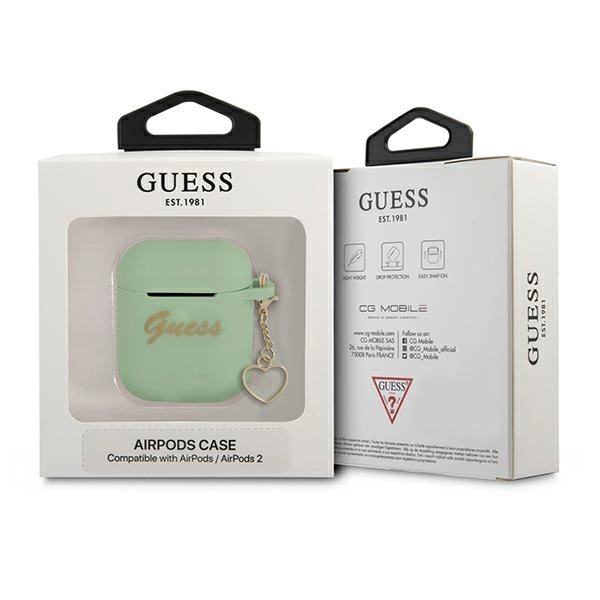 Etui Guess Silicone Charm Heart Collection na AirPods 1/2 - zielone