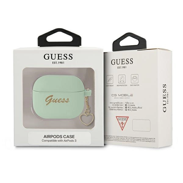 Etui Guess Silicone Charm Heart Collection na AirPods 3 - zielone
