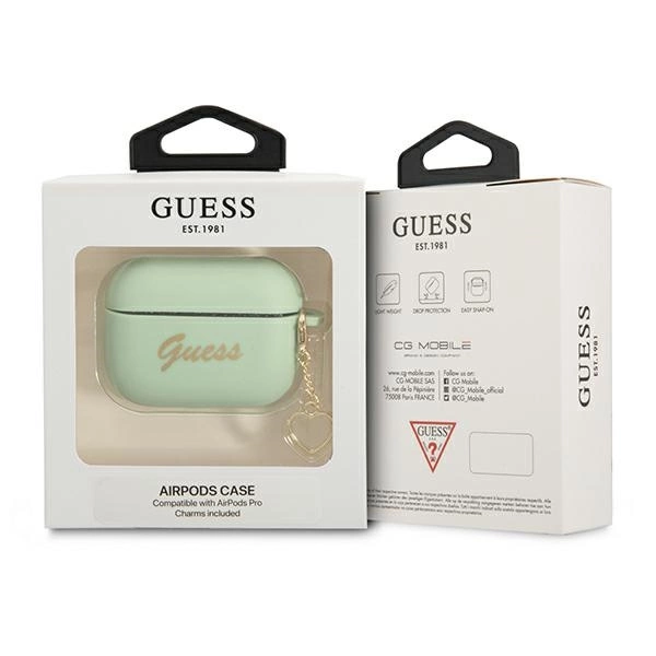 Etui Guess Silicone Charm Heart Collection na AirPods Pro - zielone