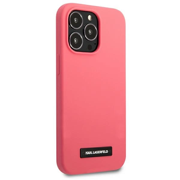 Etui Karl Lagerfeld Silicone Plaque na iPhone 13 Pro / iPhone 13 - fuksjowy