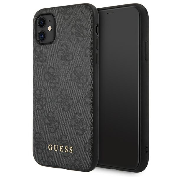 Guess GUHCN61G4GFGR iPhone 11 / Xr 6,1" szary/grey hard case 4G Metal Gold Logo