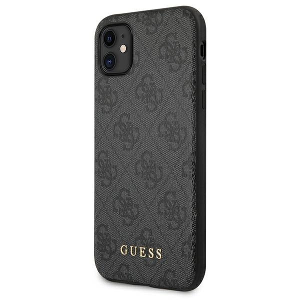 Guess GUHCN61G4GFGR iPhone 11 / Xr 6,1" szary/grey hard case 4G Metal Gold Logo