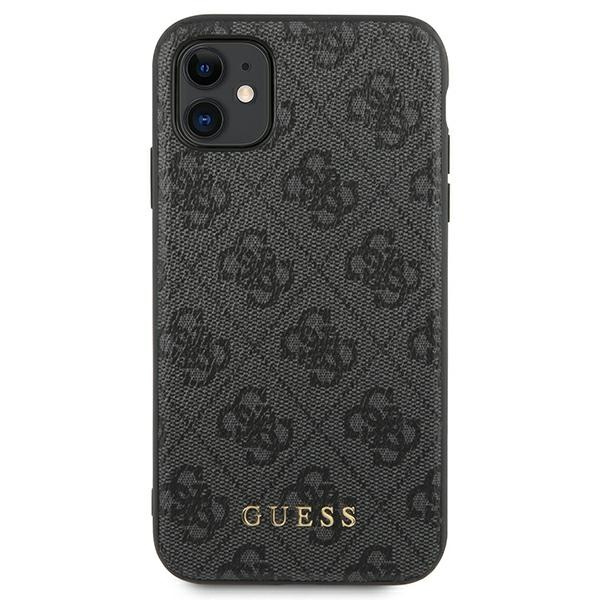 Guess GUHCN61G4GFGR iPhone 11 / Xr 6,1" szary/grey hard case 4G Metal Gold Logo