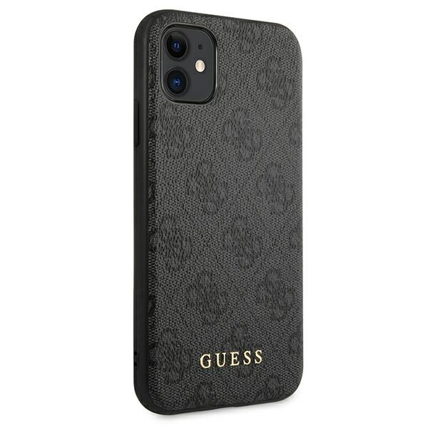 Guess GUHCN61G4GFGR iPhone 11 / Xr 6,1" szary/grey hard case 4G Metal Gold Logo