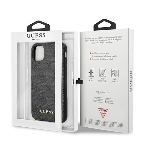 Guess GUHCN61G4GFGR iPhone 11 / Xr 6,1" szary/grey hard case 4G Metal Gold Logo