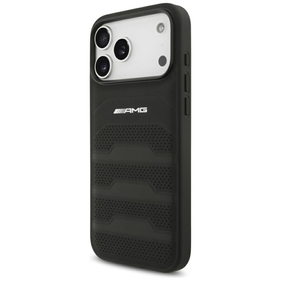 Etui AMG Leather Debossed Lines Logo do iPhone 18 Pro Max / 17 Pro Max czarny