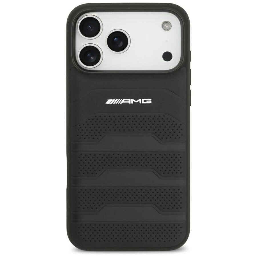 Etui AMG Leather Debossed Lines Logo do iPhone 18 Pro Max / 17 Pro Max czarny