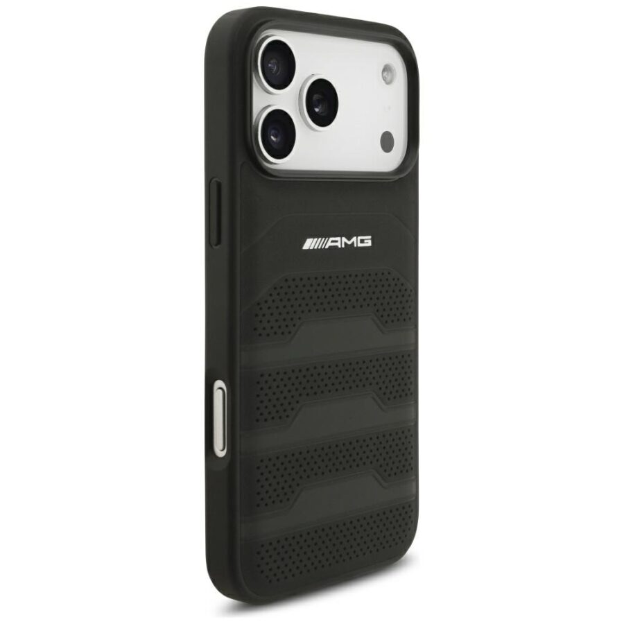Etui AMG Leather Debossed Lines Logo do iPhone 18 Pro Max / 17 Pro Max czarny