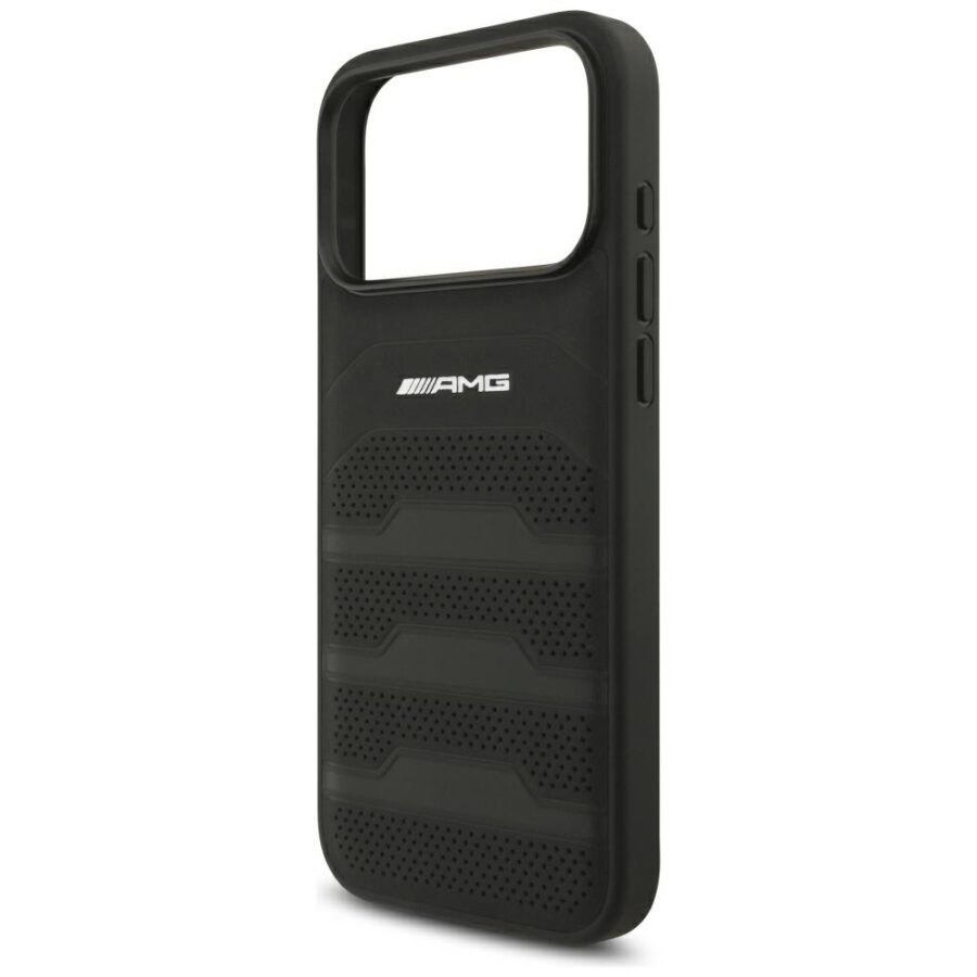 Etui AMG Leather Debossed Lines Logo do iPhone 18 Pro Max / 17 Pro Max czarny