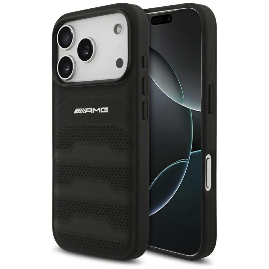 Etui AMG Leather Debossed Lines Logo do iPhone 18 Pro / 17 Pro czarny