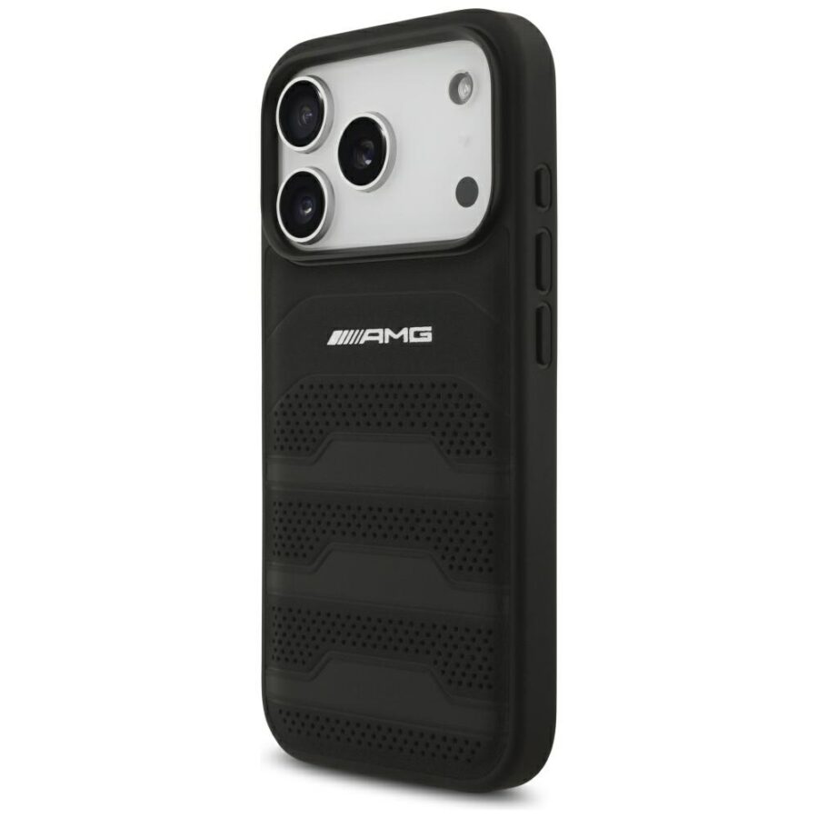 Etui AMG Leather Debossed Lines Logo do iPhone 18 Pro / 17 Pro czarny