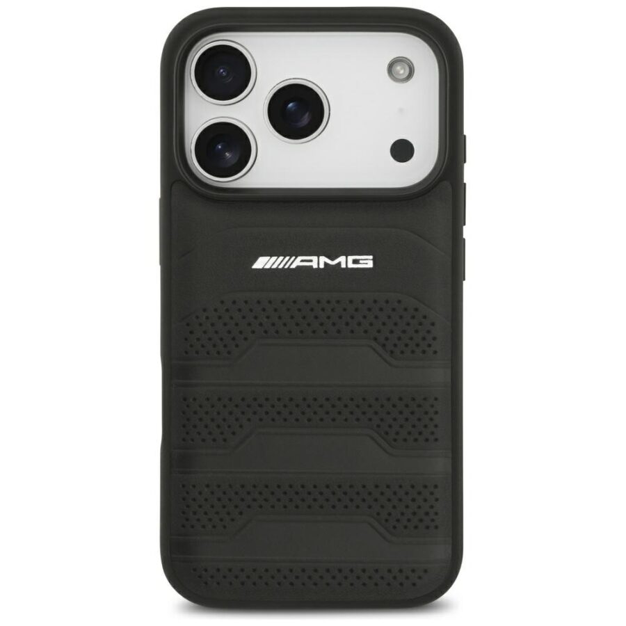 Etui AMG Leather Debossed Lines Logo do iPhone 18 Pro / 17 Pro czarny