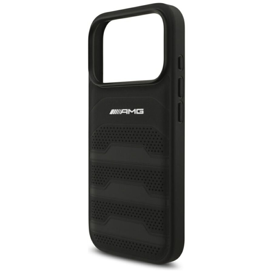 Etui AMG Leather Debossed Lines Logo do iPhone 18 Pro / 17 Pro czarny