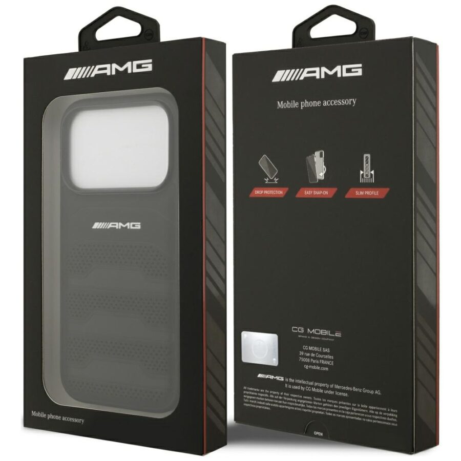 Etui AMG Leather Debossed Lines Logo do iPhone 18 Pro / 17 Pro czarny