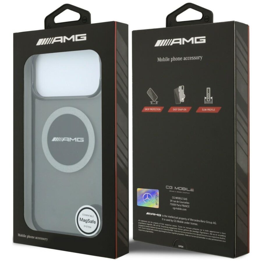 Etui AMG IML Transparent Bicolor Block   MagSafe do iPhone 18 Pro Max / 17 Pro Max czarny/szary