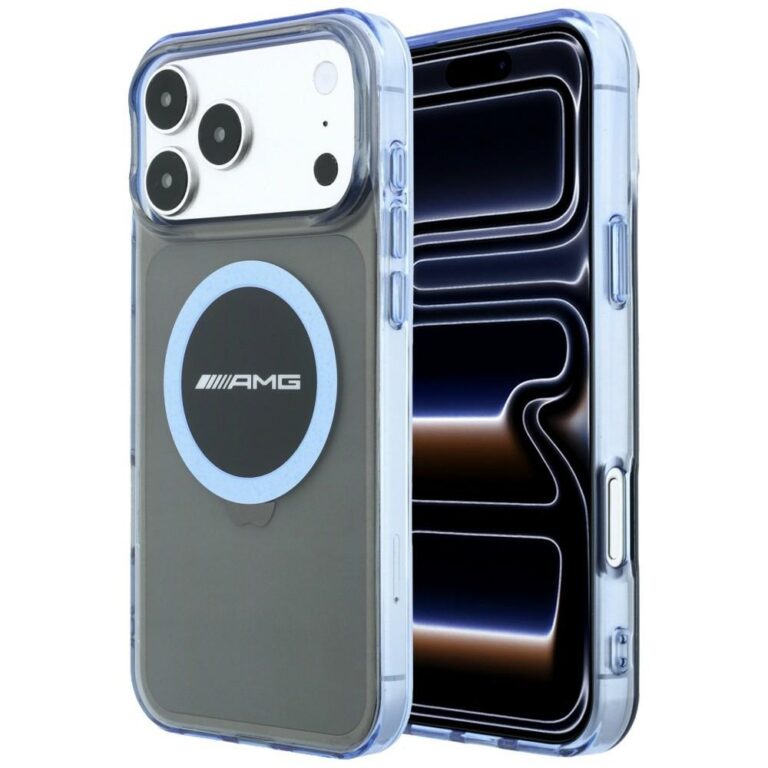 Etui AMG IML Transparent Bicolor Block MagSafe do iPhone 18 Pro Max / 17 Pro Max czarny/niebieski