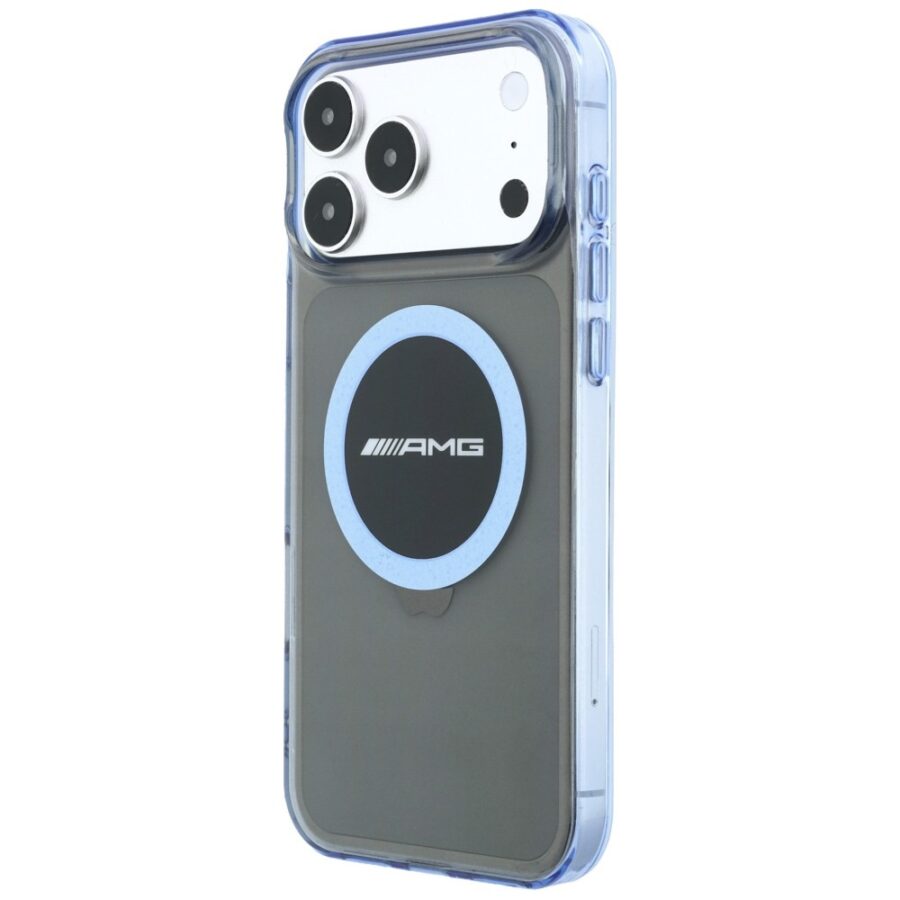 Etui AMG IML Transparent Bicolor Block MagSafe do iPhone 18 Pro Max / 17 Pro Max czarny/niebieski