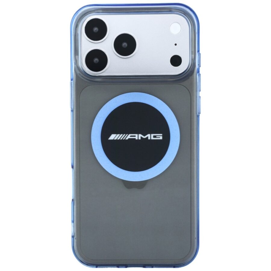 Etui AMG IML Transparent Bicolor Block MagSafe do iPhone 18 Pro Max / 17 Pro Max czarny/niebieski