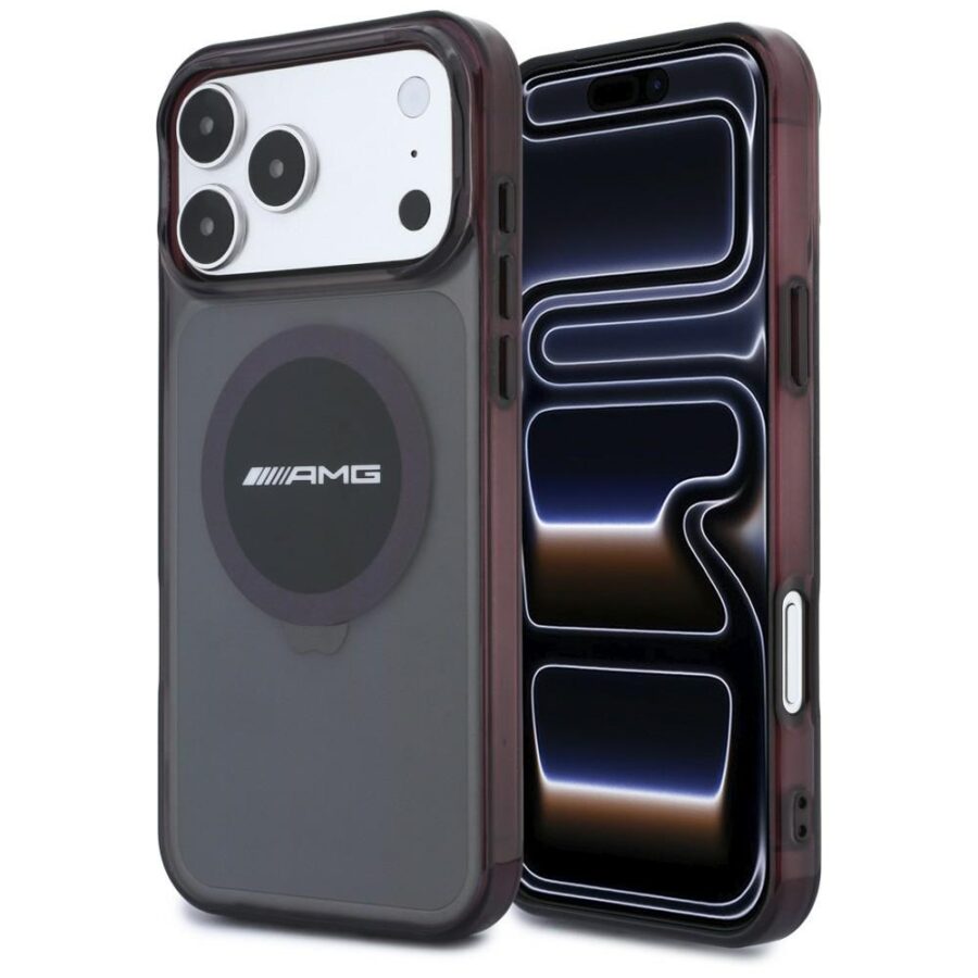 Etui AMG IML Transparent Bicolor Block MagSafe do iPhone 18 Pro Max / 17 Pro Max czarny/burgund