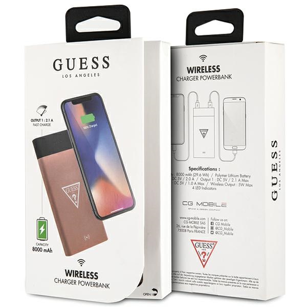 Guess Powerbank indukcyjny GUL24WPB8TLRG8000mAh różowy/pink