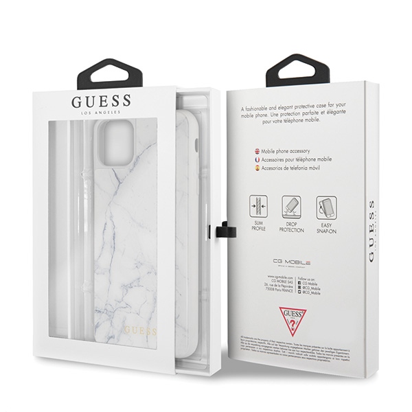 Guess GUHCN65HYMAWH iPhone 11 ProMax biały/white Marble